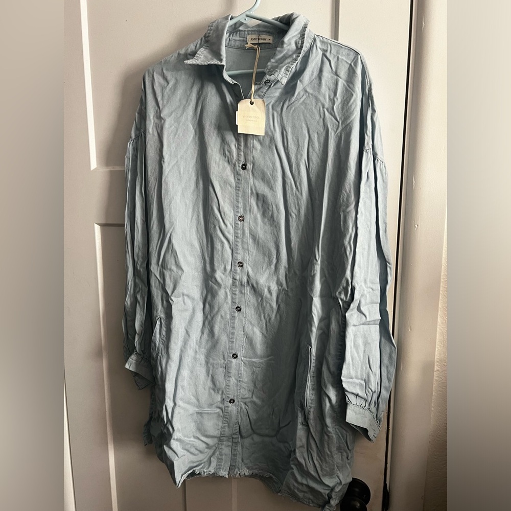 AndTheWhy lightweight denim button down dress Medium
